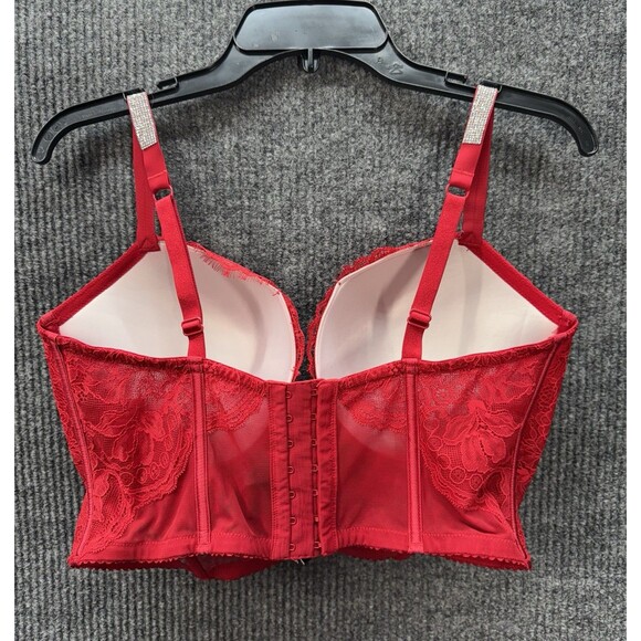 Victoria's Secret 38DD Very Sexy Shine Strap Push-Up Corset Top Bustier Bra Red - Picture 6 of 10